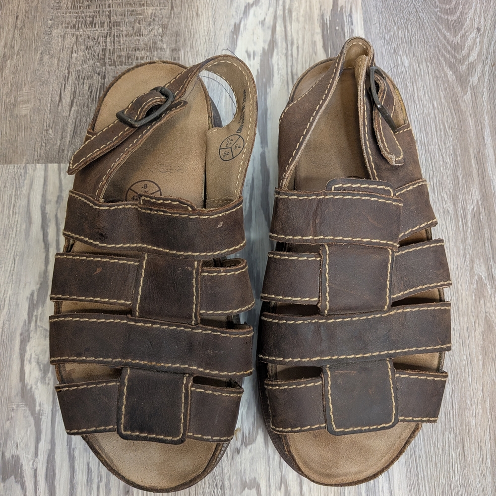 Men's Dark Brown Leather Strap Sandals
